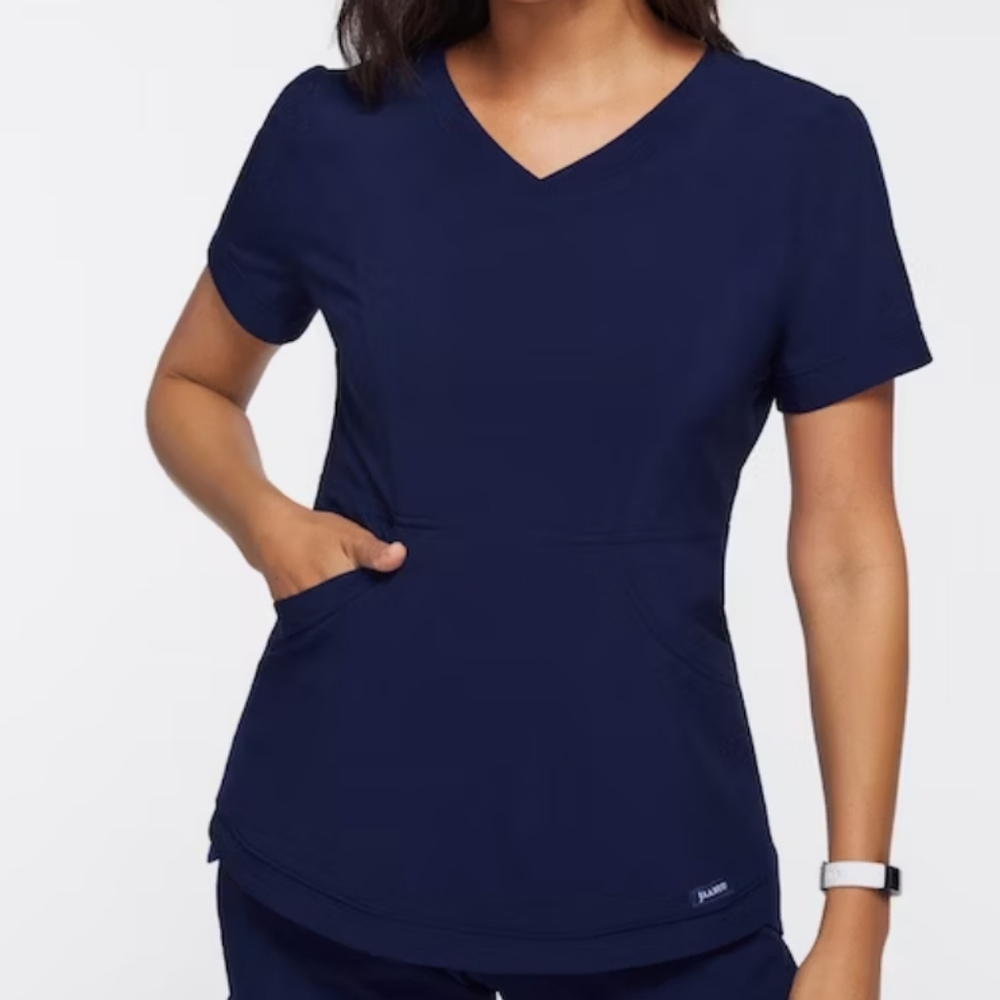 Jaanuu women's tulip navy blue scrub top